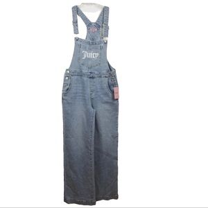 $120 Retail - NWT Juicy Couture Overalls Women's Size M Blue Denim Wide Leg